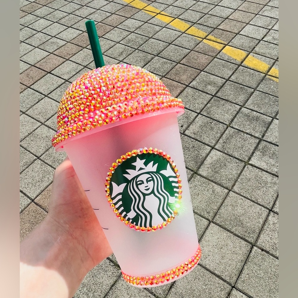 NWOT Custom Starbucks Glittering Red Bling Rhinestone Cup